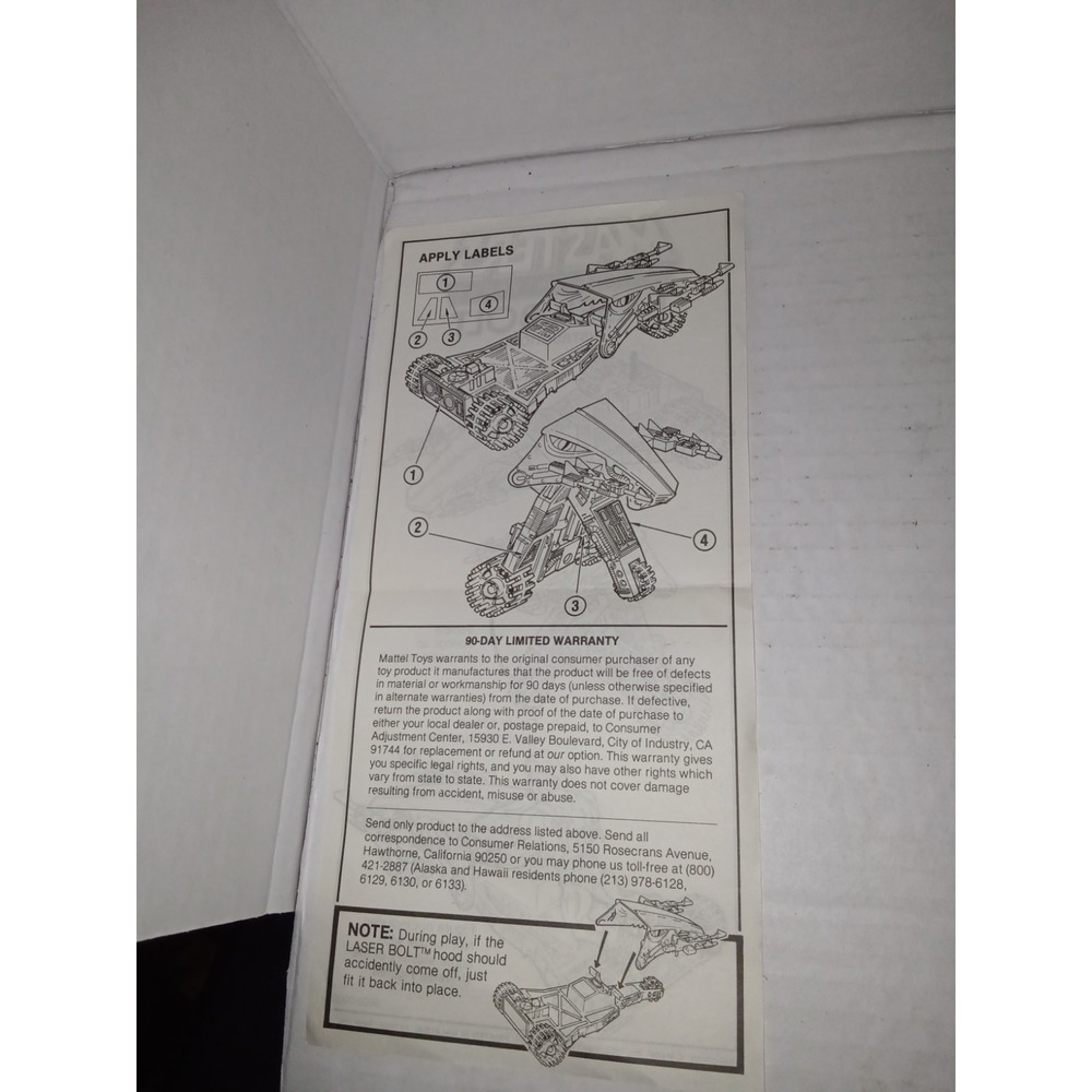 Vintage Masters of the Universe Laser Bolt Instructions, Nice! - Picture 2 of 2